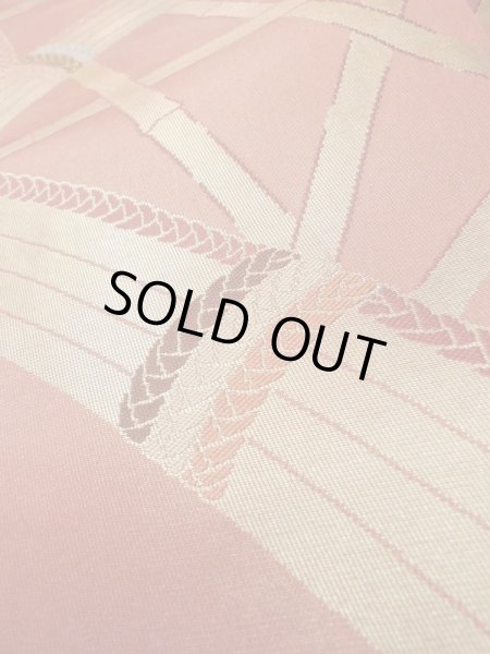 画像9: L0707C 名古屋帯 女性用着物 シルク(正絹)   えんじ 竹 【中古】 【USED】 【リサイクル】 ★★★☆☆ (9)