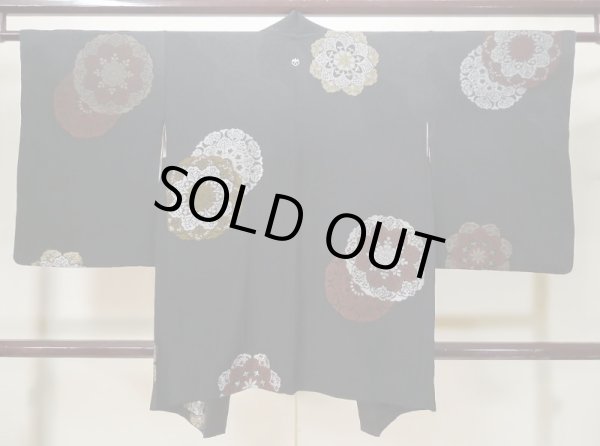 画像2: L0713D Mint  羽織 女性用着物  シルク(正絹)   黒, 唐花 【中古】 【USED】 【リサイクル】 ★★★★☆ (2)