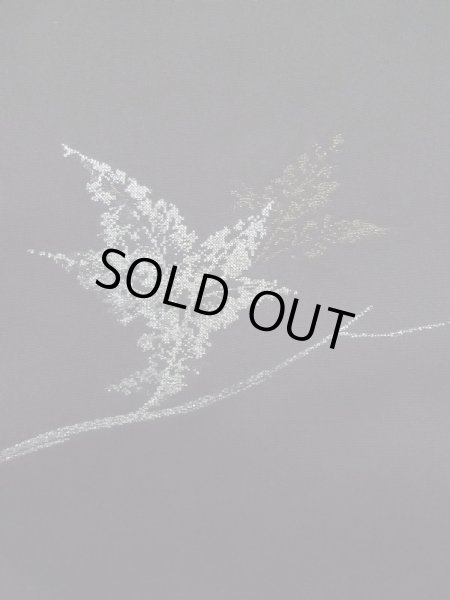 画像6: L0713P  羽織 女性用着物  シルク（正絹）   黒, 葉 【中古】 【USED】 【リサイクル】 ★★★☆☆ (6)