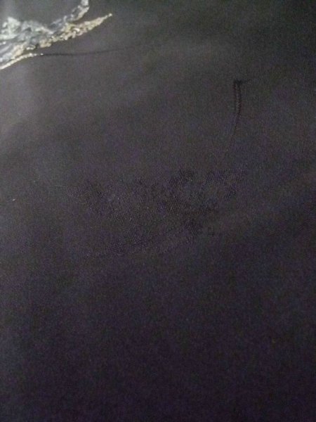 画像10: L0713P  羽織 女性用着物  シルク(正絹)   黒, 葉 【中古】 【USED】 【リサイクル】 ★★★☆☆ (10)