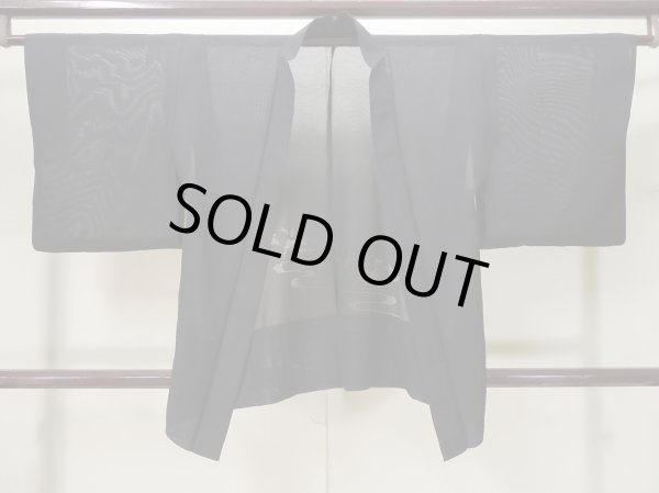 画像1: L0720D  羽織 女性用着物  シルク(正絹)   黒, 葉 【中古】 【USED】 【リサイクル】 ★★☆☆☆ (1)