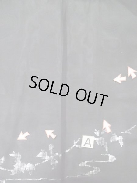 画像13: L0720D  羽織 女性用着物  シルク(正絹)   黒, 葉 【中古】 【USED】 【リサイクル】 ★★☆☆☆ (13)