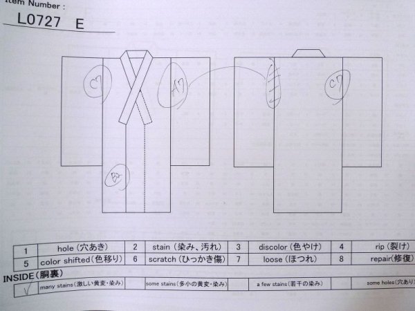 画像17: L0727E  振袖 女性用着物  シルク(正絹)   朱赤, ぼたん 【中古】 【USED】 【リサイクル】 ★☆☆☆☆ (17)