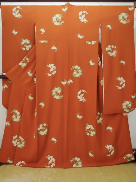 画像2: L0727H  振袖 女性用着物  シルク(正絹)   青, 桜 【中古】 【USED】 【リサイクル】 ★★☆☆☆ (2)