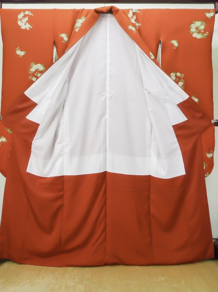 画像4: L0727H  振袖 女性用着物  シルク(正絹)   青, 桜 【中古】 【USED】 【リサイクル】 ★★☆☆☆ (4)