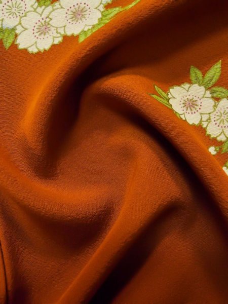 画像14: L0727H  振袖 女性用着物  シルク(正絹)   青, 桜 【中古】 【USED】 【リサイクル】 ★★☆☆☆ (14)