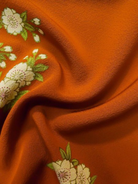 画像15: L0727H  振袖 女性用着物  シルク(正絹)   青, 桜 【中古】 【USED】 【リサイクル】 ★★☆☆☆ (15)