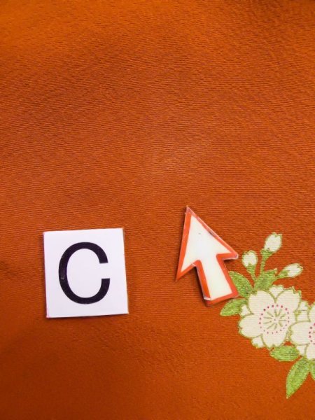 画像20: L0727H  振袖 女性用着物  シルク(正絹)   青, 桜 【中古】 【USED】 【リサイクル】 ★★☆☆☆ (20)