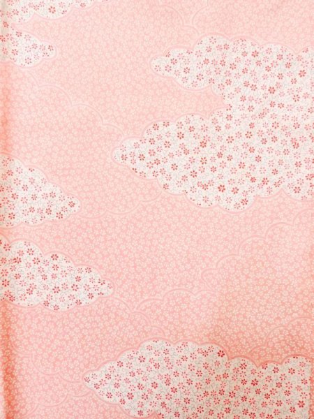 画像6: L0727I  振袖 女性用着物  シルク(正絹) 淡い 薄い 桃色, 花 【中古】 【USED】 【リサイクル】 ★★☆☆☆ (6)