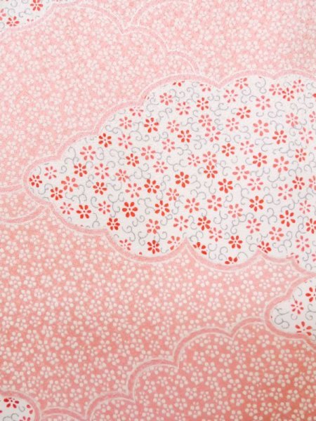 画像8: L0727I  振袖 女性用着物  シルク(正絹) 淡い 薄い 桃色, 花 【中古】 【USED】 【リサイクル】 ★★☆☆☆ (8)