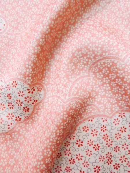 画像13: L0727I  振袖 女性用着物  シルク(正絹) 淡い 薄い 桃色, 花 【中古】 【USED】 【リサイクル】 ★★☆☆☆ (13)