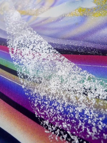 画像12: L0727J  振袖 女性用着物  シルク(正絹)  鮮やか 青, 蝶々 【中古】 【USED】 【リサイクル】 ★★☆☆☆ (12)