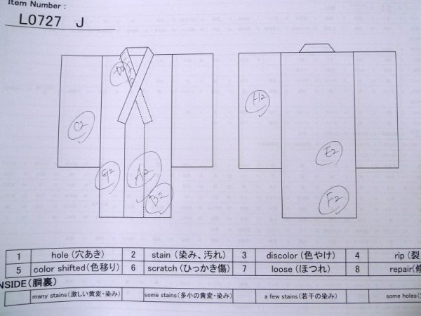 画像17: L0727J  振袖 女性用着物  シルク(正絹)  鮮やか 青, 蝶々 【中古】 【USED】 【リサイクル】 ★★☆☆☆ (17)