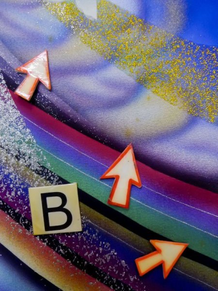 画像19: L0727J  振袖 女性用着物  シルク(正絹)  鮮やか 青, 蝶々 【中古】 【USED】 【リサイクル】 ★★☆☆☆ (19)