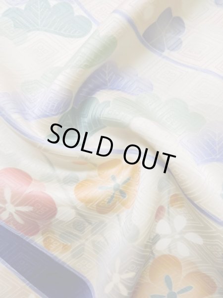 画像21: L0727K  振袖 女性用着物 青海波、花菱、七宝柄 シルク(正絹) 淡い 薄い 桃色, 熨斗 鮮やか【中古】 【USED】 【リサイクル】 ★★☆☆☆ (21)