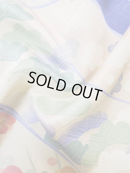 画像22: L0727K  振袖 女性用着物 青海波、花菱、七宝柄 シルク(正絹) 淡い 薄い 桃色, 熨斗 鮮やか【中古】 【USED】 【リサイクル】 ★★☆☆☆ (22)