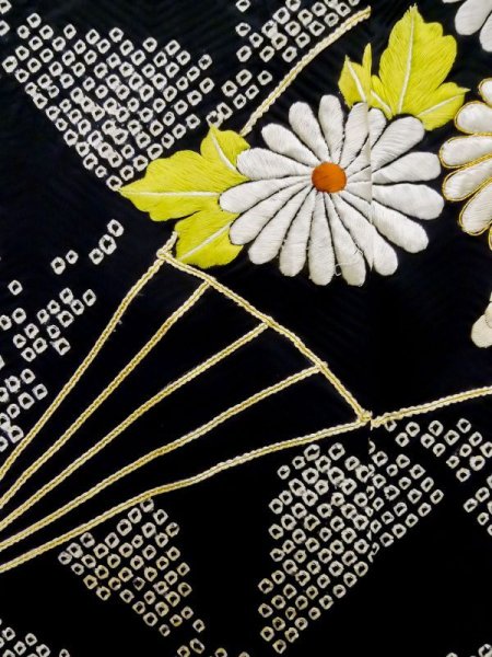 画像10: L0727M  振袖 女性用着物  シルク(正絹)   橙色, ぼたん 【中古】 【USED】 【リサイクル】 ★★★☆☆ (10)