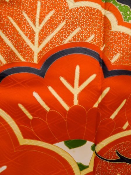 画像11: L0727N  振袖 女性用着物  シルク(正絹)   オフ ホワイト, 桜 【中古】 【USED】 【リサイクル】 ★☆☆☆☆ (11)