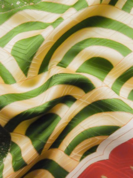 画像17: L0727N  振袖 女性用着物  シルク(正絹)   オフ ホワイト, 桜 【中古】 【USED】 【リサイクル】 ★☆☆☆☆ (17)