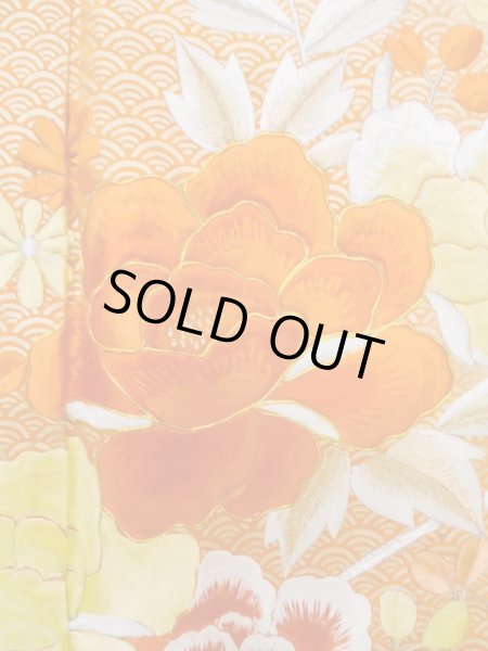 画像8: L0727O  振袖 女性用着物  シルク（正絹）   オフ　ホワイト, 花 【中古】 【USED】 【リサイクル】 ★★☆☆☆ (8)