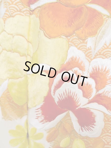 画像10: L0727O  振袖 女性用着物  シルク（正絹）   オフ　ホワイト, 花 【中古】 【USED】 【リサイクル】 ★★☆☆☆ (10)