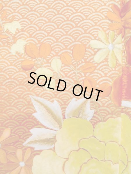 画像11: L0727O  振袖 女性用着物  シルク（正絹）   オフ　ホワイト, 花 【中古】 【USED】 【リサイクル】 ★★☆☆☆ (11)