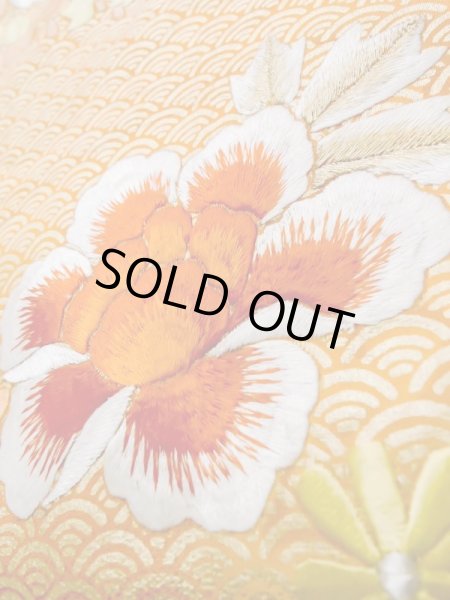 画像13: L0727O  振袖 女性用着物  シルク（正絹）   オフ　ホワイト, 花 【中古】 【USED】 【リサイクル】 ★★☆☆☆ (13)