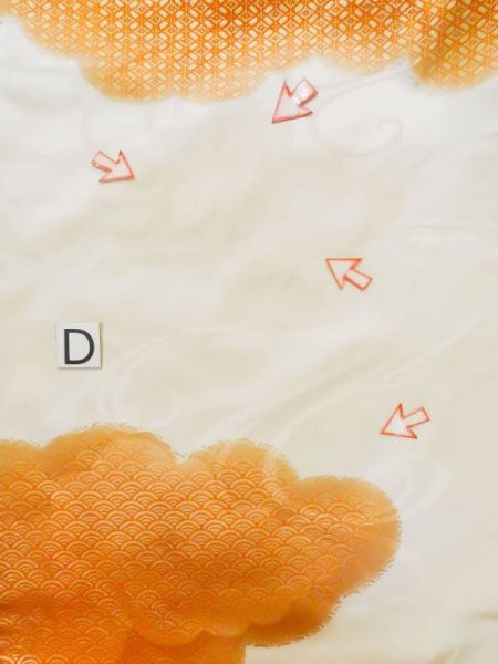 画像22: L0727O  振袖 女性用着物  シルク（正絹）   オフ　ホワイト, 花 【中古】 【USED】 【リサイクル】 ★★☆☆☆ (22)