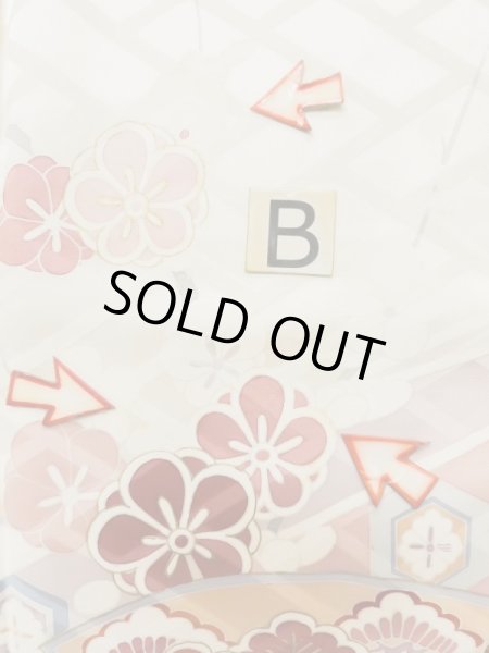 画像21: L0727P  振袖 女性用着物 扇、七宝、亀甲柄 シルク(正絹) 淡い 薄い マルチカラー, ぼたん 【中古】 【USED】 【リサイクル】 ★★☆☆☆ (21)