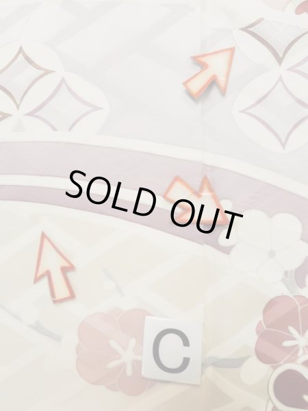 画像22: L0727P  振袖 女性用着物 扇、七宝、亀甲柄 シルク(正絹) 淡い 薄い マルチカラー, ぼたん 【中古】 【USED】 【リサイクル】 ★★☆☆☆ (22)