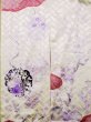 画像6: L0727R  振袖 女性用着物 鳥、青海波、壺、かのこ、□、〇、抽象的柄 シルク（正絹）  淡い 赤色, ぼたん 【中古】 【USED】 【リサイクル】 ★★★☆☆ (6)