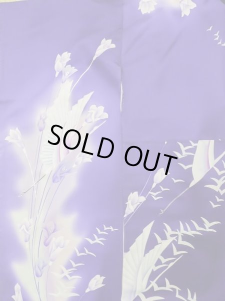 画像7: L0727U  振袖 女性用着物  シルク(正絹)  鮮やか 紫色, りんどう 【中古】 【USED】 【リサイクル】 ★★★☆☆ (7)