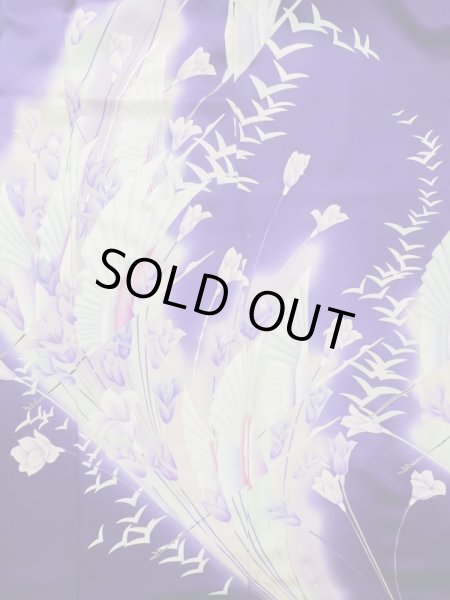 画像8: L0727U  振袖 女性用着物  シルク(正絹)  鮮やか 紫色, りんどう 【中古】 【USED】 【リサイクル】 ★★★☆☆ (8)