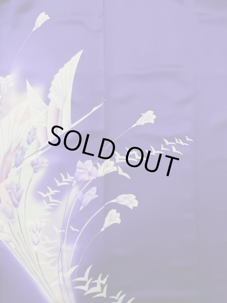 画像9: L0727U  振袖 女性用着物  シルク(正絹)  鮮やか 紫色, りんどう 【中古】 【USED】 【リサイクル】 ★★★☆☆ (9)