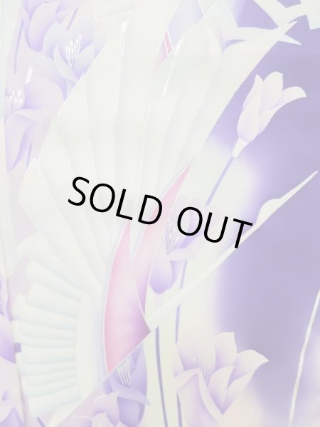 画像10: L0727U  振袖 女性用着物  シルク(正絹)  鮮やか 紫色, りんどう 【中古】 【USED】 【リサイクル】 ★★★☆☆ (10)