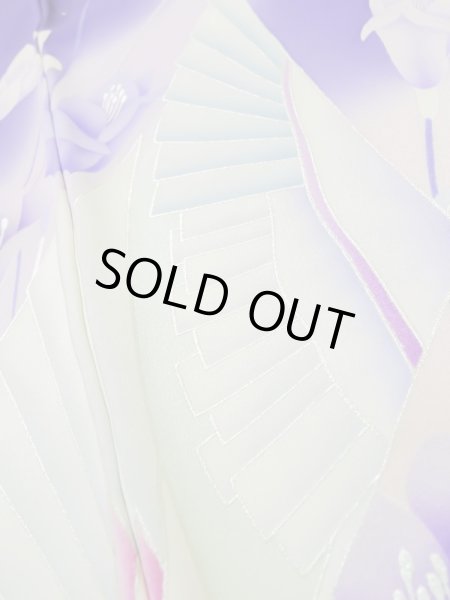 画像15: L0727U  振袖 女性用着物  シルク(正絹)  鮮やか 紫色, りんどう 【中古】 【USED】 【リサイクル】 ★★★☆☆ (15)