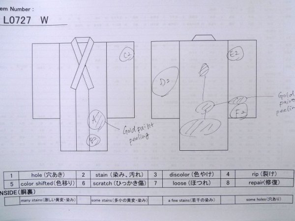 画像19: L0727W  振袖 女性用着物  シルク(正絹)   白, 菊 【中古】 【USED】 【リサイクル】 ★★★☆☆ (19)