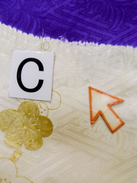 画像22: L0727W  振袖 女性用着物  シルク(正絹)   白, 菊 【中古】 【USED】 【リサイクル】 ★★★☆☆ (22)