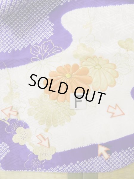 画像25: L0727W  振袖 女性用着物  シルク（正絹）   白, 菊 【中古】 【USED】 【リサイクル】 ★★★☆☆ (25)