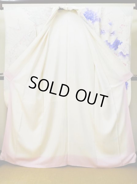 画像4: L0727X  振袖 女性用着物  シルク（正絹）  薄い 紫色, ぼたん 【中古】 【USED】 【リサイクル】 ★★☆☆☆ (4)