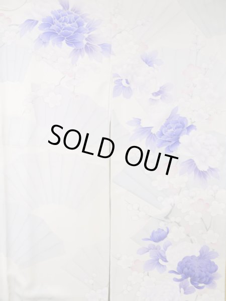 画像5: L0727X  振袖 女性用着物  シルク（正絹）  薄い 紫色, ぼたん 【中古】 【USED】 【リサイクル】 ★★☆☆☆ (5)