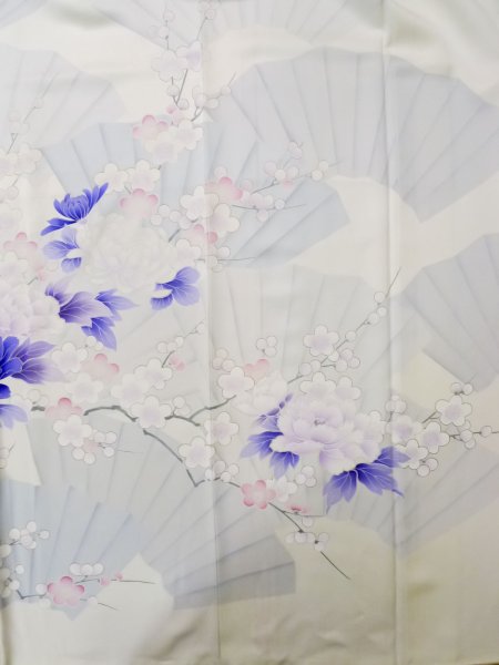 画像8: L0727X  振袖 女性用着物  シルク(正絹)  薄い 紫色, ぼたん 【中古】 【USED】 【リサイクル】 ★★☆☆☆ (8)