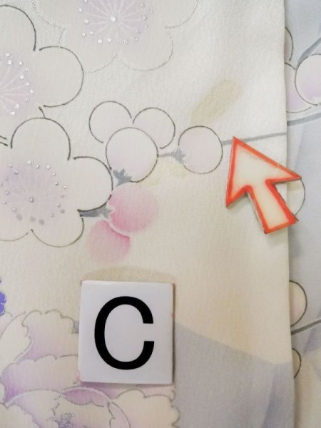 画像22: L0727X  振袖 女性用着物  シルク(正絹)  薄い 紫色, ぼたん 【中古】 【USED】 【リサイクル】 ★★☆☆☆ (22)