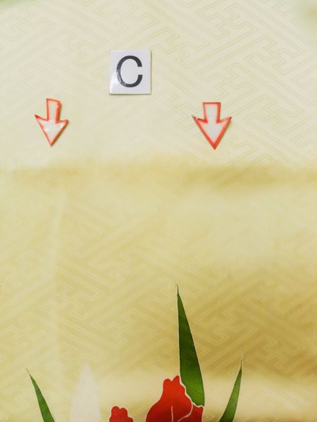 画像20: L0727Y  振袖 女性用着物 レア柄 シルク(正絹) 淡い 薄い 黄色, あやめ 【中古】 【USED】 【リサイクル】 ★★☆☆☆ (20)