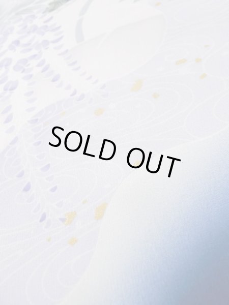 画像16: L0727Z  振袖 女性用着物 几帳、貝桶柄 シルク(正絹)  鮮やか 青, ぼたん 【中古】 【USED】 【リサイクル】 ★★☆☆☆ (16)