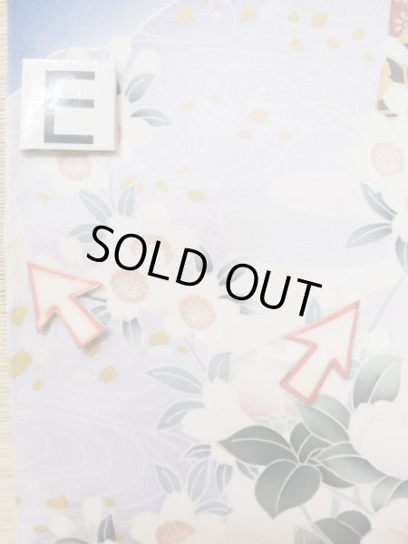 画像29: L0727Z  振袖 女性用着物 几帳、貝桶柄 シルク(正絹)  鮮やか 青, ぼたん 【中古】 【USED】 【リサイクル】 ★★☆☆☆ (29)