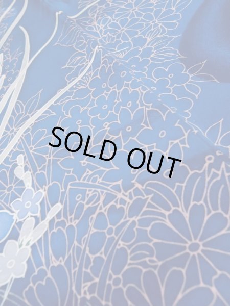 画像14: L0728D  振袖 女性用着物  シルク(正絹)  鮮やか 青, 花 【中古】 【USED】 【リサイクル】 ★★★★☆ (14)