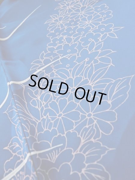 画像15: L0728D  振袖 女性用着物  シルク(正絹)  鮮やか 青, 花 【中古】 【USED】 【リサイクル】 ★★★★☆ (15)