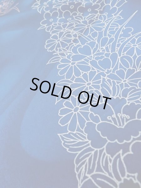 画像16: L0728D  振袖 女性用着物  シルク(正絹)  鮮やか 青, 花 【中古】 【USED】 【リサイクル】 ★★★★☆ (16)