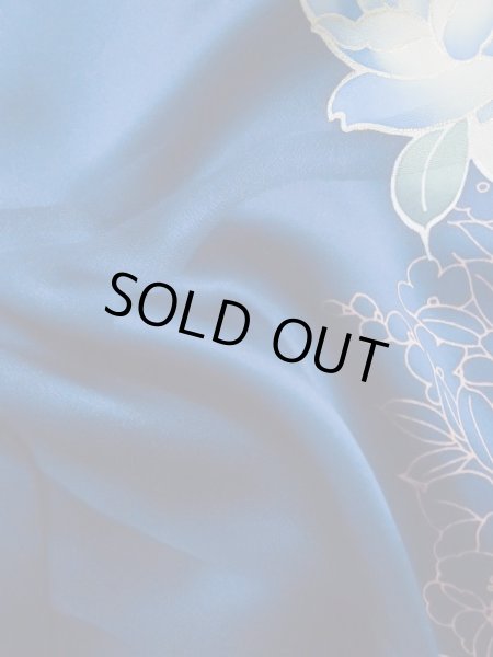 画像19: L0728D  振袖 女性用着物  シルク(正絹)  鮮やか 青, 花 【中古】 【USED】 【リサイクル】 ★★★★☆ (19)